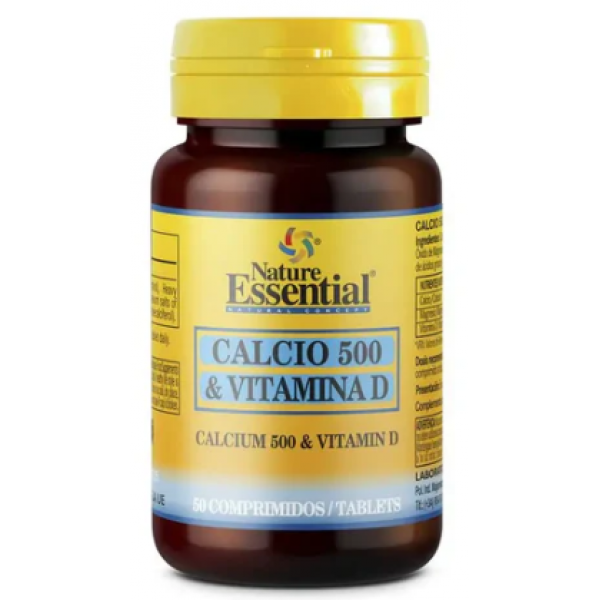 Calcio 500 + Vit D Nature Essential, 50 comp.